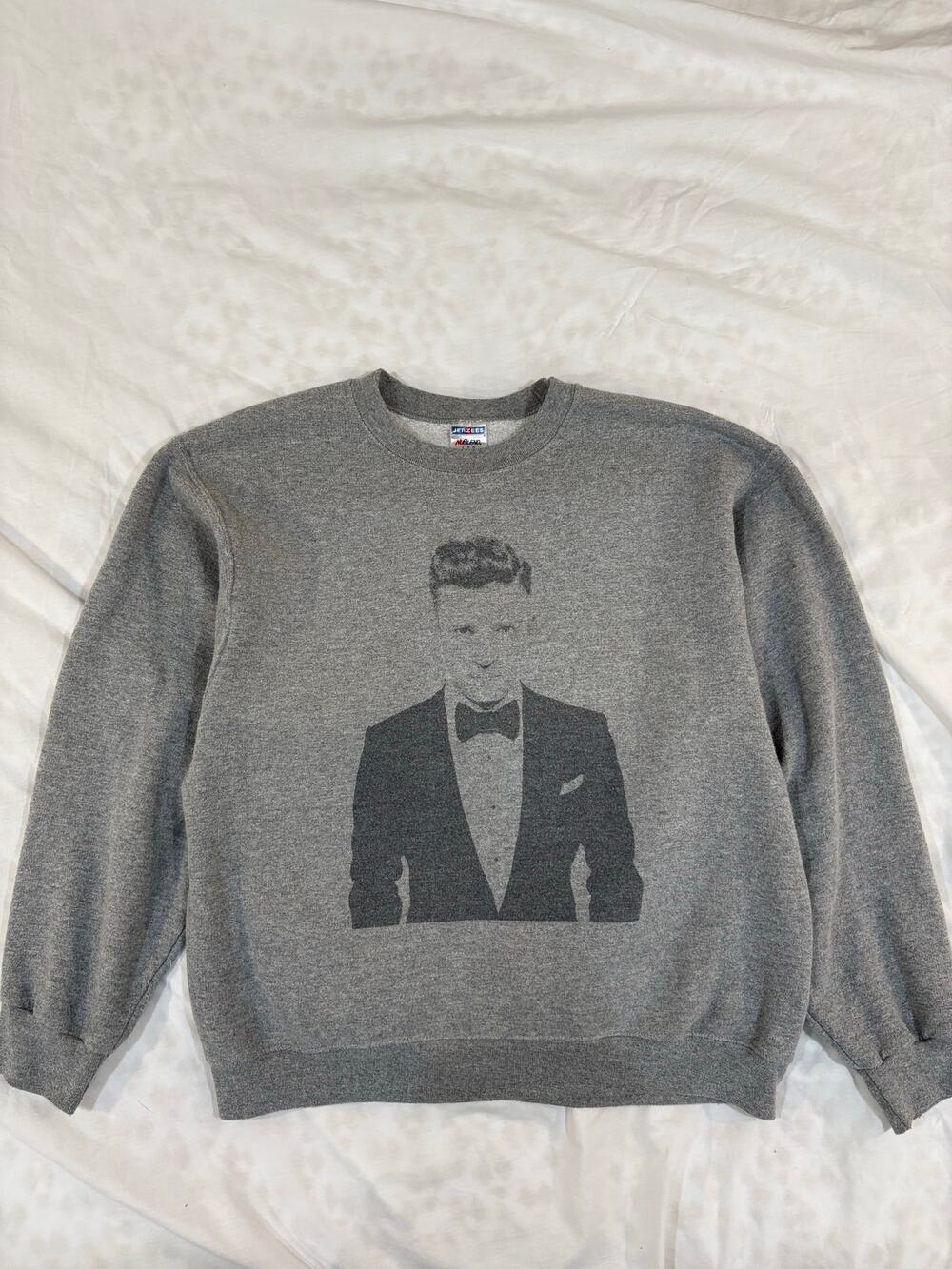 Justen Timberlake Heather Gray Crew Neck Sweatshirt Large Jerzees Nublend